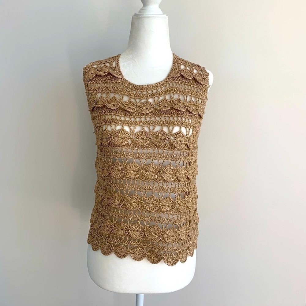 Topshop Metallic Crochet Crop Top